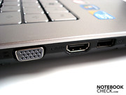 Mithilfe des VGA- und HDMI-Ausgangs lassen sich externe Monitore anschließen.