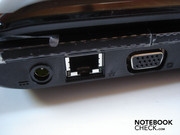 DC-in, RJ-45 Gigabit-Lan und VGA auf der linken Seite