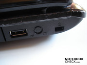 USB 2.0 und ein Kensington Lock runden die rechte Seite ab