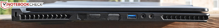 links: Kensington Lock, Gigabit-Ethernet, HDMI, USB 3.0, Kopfhörer, Mikrofon