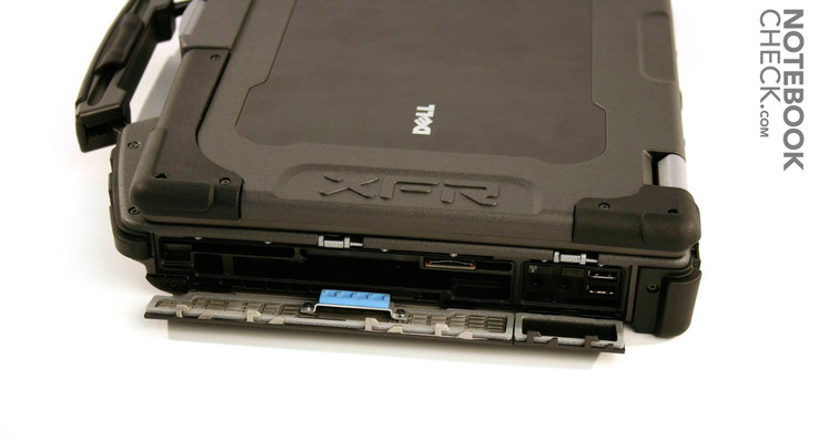 Die Anschlüsse sind durch Klappen gegen Wasser und Staub geschützt.