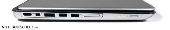 Linke Seite: HDMI, Mini-DisplayPort, USB 2.0/eSATA, 2x USB 3.0, Kartenleser