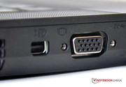 Externe Bildschirme werden über MiniDisplayPort oder VGA angeschlossen.