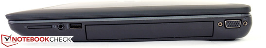 Rechts: Cardreader, kombinierter Audio in/out, USB 3.0, VGA