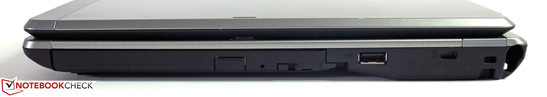 Rechte Seite: Optisches Laufwerk, USB 2.0, Kensington-Vorbereitung, Stifthalterung.