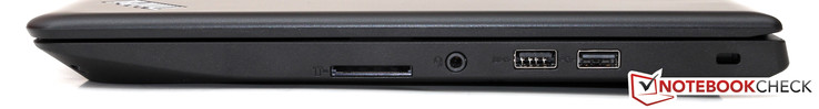 rechts: SD-Kartenslot, Kombo-Audio, USB 3.0 Typ A, USB 2.0 Typ A, Kensington-Lock