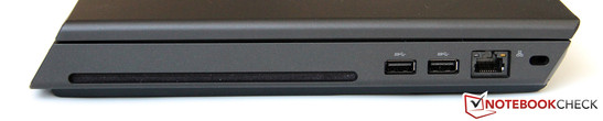 Rechte Seite: DVD-Brenner, 2x USB 2.0, LAN, Kensington Lock