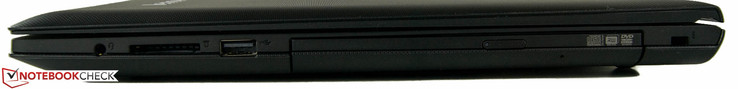 rechts: Audio-Combo, SD-Kartenlesegerät, 1 x USB 2.0, Kensignton-Lock