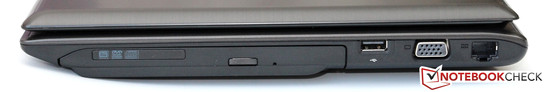 rechte Seite: DVD-Brenner, USB 2.0, VGA, GBit-LAN