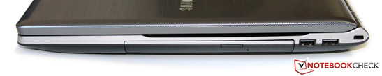 Rechte Seite: DVD-Laufwerk, 2x USB 2.0, Kensington Lock