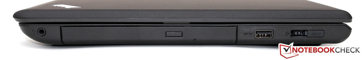 rechte Seite: Headset-Anschluss, DVD-Brenner, USB 3.0, Netzteilanschluss/OneLink
