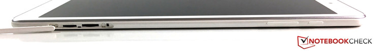 rechts: Nano-SIM und microSD (hinter Abdeckung), Lautstärkewippe, Standby