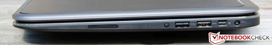 Rechte Seite: 2x USB 3.0, Mini-DisplayPort, Netzteilanschluss