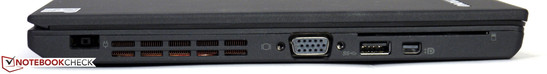 Links: Netzanschluss, VGA, USB 3.0, Mini-DisplayPort, Smart Card Reader