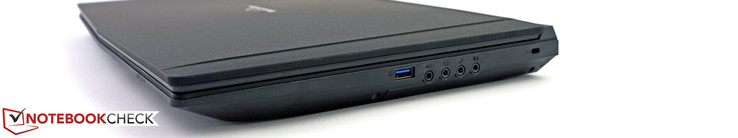 rechts: USB 3.0, 4x Audio inkl. SPDIF, Kensington Lock
