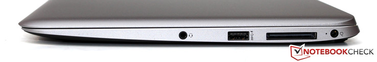 rechte Seite: Headset-Buchse, USB 3.0, Docking-Anschluss, Netzteilbuchse