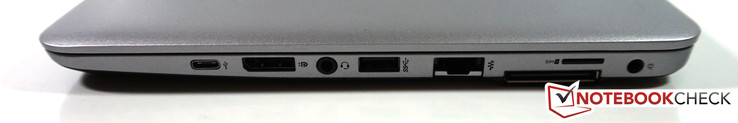 rechts: USB 3.1 Type-C (Gen. 1), DisplayPort, Headset, USB 3.0, Ethernet, Docking, SIM-Slot, Netzteil