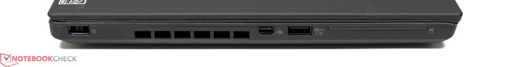 linke Seite: Netzanschluss, Lüfter, Displayport, USB 3.0 (powered), Smartcard (optional)