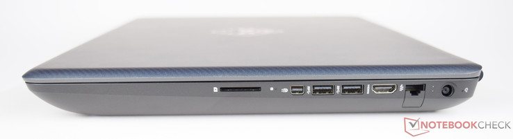 rechte Seite: Kartenleser, Mini-DisplayPort, 2x USB 3.0, HDMI, RJ45-LAN, Stromeingang