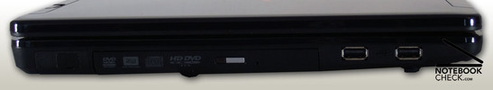 Linke Seite: HD-DVD-Laufwerk, 2x USB 2.0