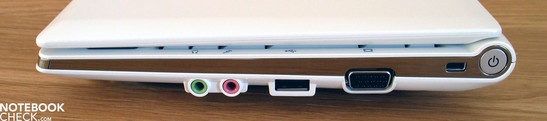 Rechte Seite: Audio, USB 2.0, VGA-Out, Kensington Lock