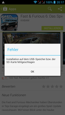 Fast & Furious 6 ließ sich nicht installieren.