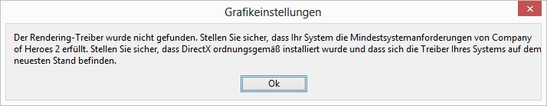 Company of Heroes 2 startet nicht, trotz DirectX 9 Unterstützung.
