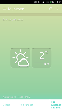Nach links lassen sich diverse Full-Screen-Widgets anlegen, beispielsweise kann man hier Online-Shops oder Wikipedia hinterlegen.