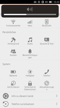 Auch recht übersichtlich: Die Einstellungen.