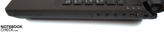 Rechte Seite: 4x Sound, USB 2.0, Kensington Lock