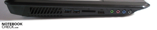 Linke Seite: 2x USB 3.0, Kartenleser, USB 2.0, 4x Sound