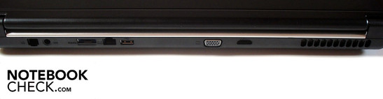 Rückseite: Modem, Strom, eSATA, Lan, USB 2.0, VGA, HDMI
