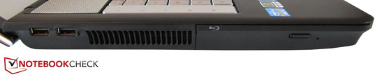 linke Seite: 2x USB 2.0, optisches Laufwerk