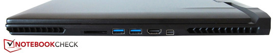 rechte Seite: Kartenleser, 2x USB 3.0, HDMI, Mini DisplayPort