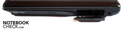 Rechte Seite: USB 2.0, Gigabit-Lan, eSATA/USB 2.0-Combo, Kensington Lock
