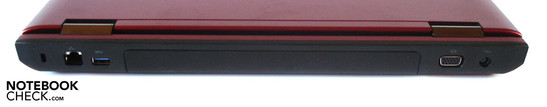 Rückseite: Kensington Lock, RJ-45 Gigabit-Lan, USB 3.0, VGA, DC-in