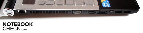 Linke Seite: Gigabit-Lan, VGA, HDMI, eSATA/USB 2.0, Firewire, 2x USB 2.0