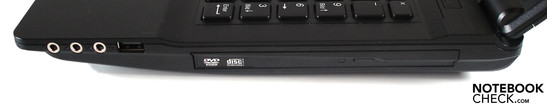 Rechte Seite: 3x Sound, USB 2.0, optisches Laufwerk