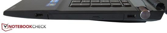 rechte Seite: USB 2.0, Blu-ray-Laufwerk, USB 2.0