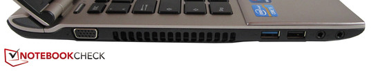 linke Seite: VGA, USB 3.0, USB 2.0, Mikrofon, Kopfhörer