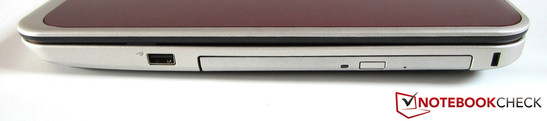 rechte Seite: USB 2.0, optisches Laufwerk, Kensington Lock