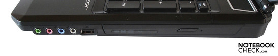 Rechte Seite: 4x Sound, USB 2.0, optisches Laufwerk