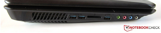 linke Seite: 2x USB 3.0, Cardreader, USB 3.0, 4x Sound