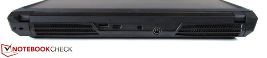 Rückseite: Kensington Lock, DisplayPort, HDMI, Mini DisplayPort, Stromeingang