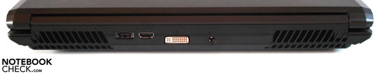 Rückseite: eSATA/USB 2.0, HDMI 1.4, DVI, DC-in