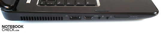Linke Seite: eSATA/USB 2.0, HDMI, 2x Sound, 8-in-1-Cardreader
