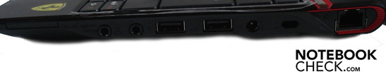 Rechte Seite: 5-in-1-Kartenleser, 2x Sound, 2x USB 2.0, DC-in, Kensington Lock, RJ-45 Lan