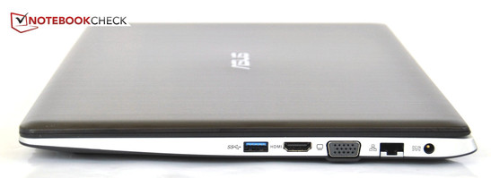 Rechte Seite: USB 3.0, HDMI, VGA, Ethernet, Stromanschluss