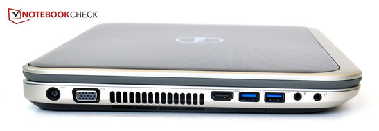 Linke Seite: Power, VGA, HDMI, 2x USB 3.0, Mikrofon, Kopförer