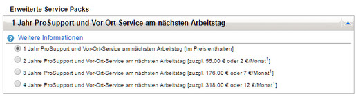 Auswahl im Geschäftskundenshop